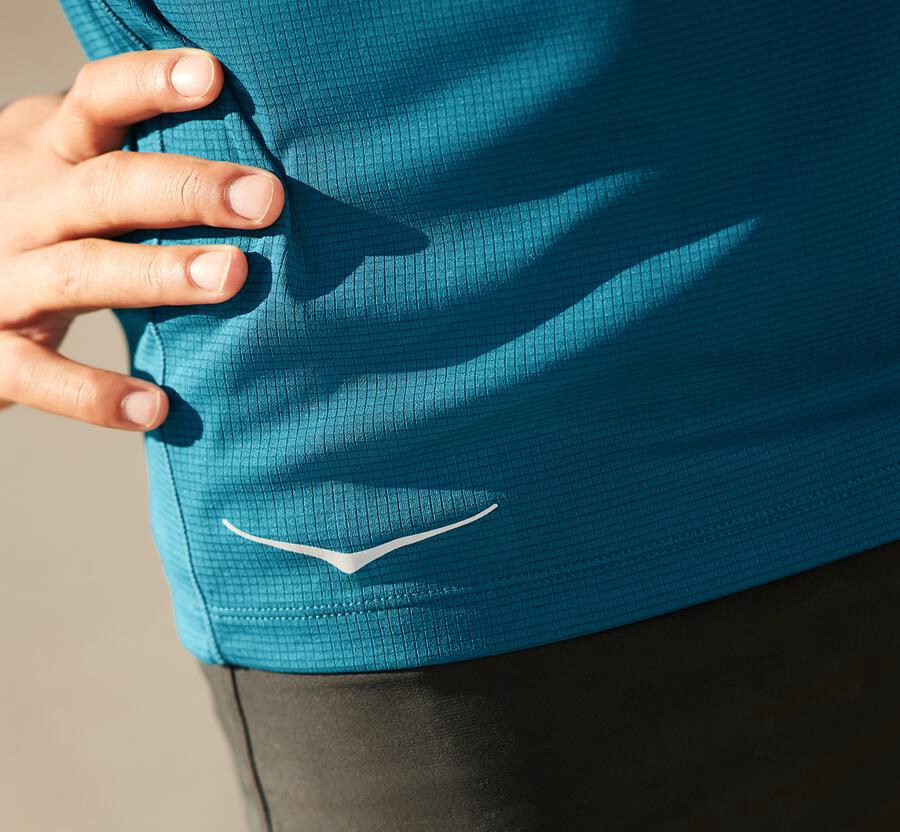 Hoka One One Top Herre - Performance Kort Sleeve - Blå - 381265KUA